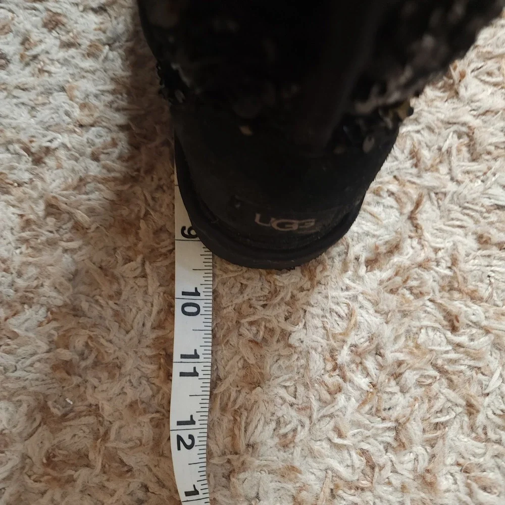 UGG Classic Short Sequin Boots Kids Black Sparkly Mid Calf Pull On Boots
